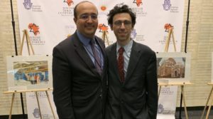 Organizers El Mehdi Boudra, left, and Jason Guberman at the Jewish Africa Conference in New York, Jan. 29, 2019. (Josefin Dolsten)